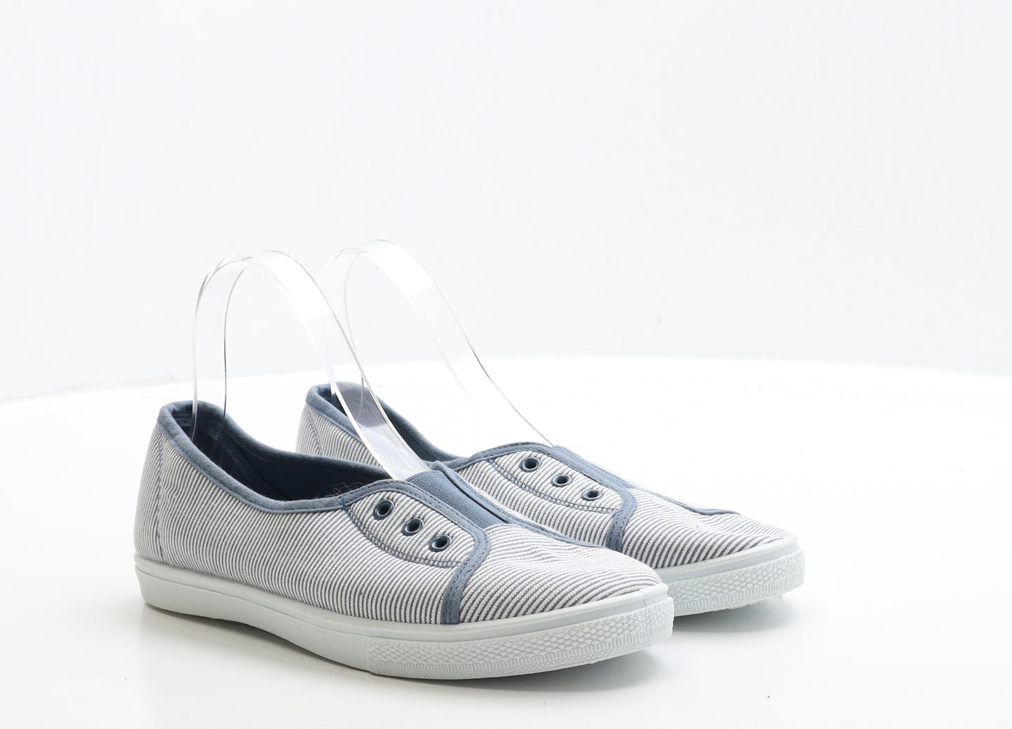 F&F Womens Blue Fabric Slip On Flat UK 6 39
