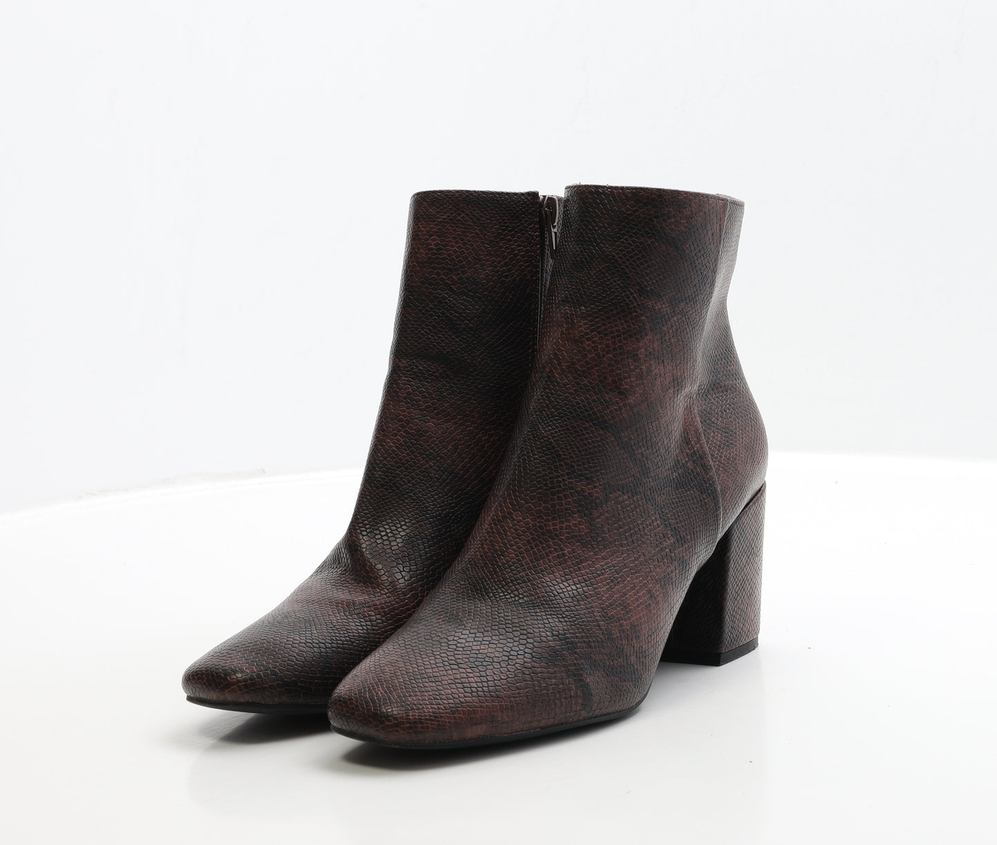 F&F Womens Red Animal Print Leather Bootie Boot UK 6 39