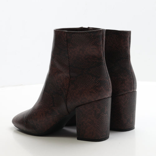 F&F Womens Red Animal Print Leather Bootie Boot UK 6 39