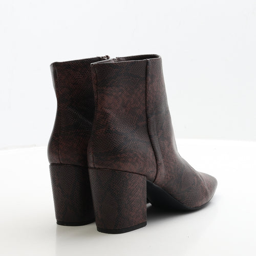 F&F Womens Red Animal Print Leather Bootie Boot UK 6 39