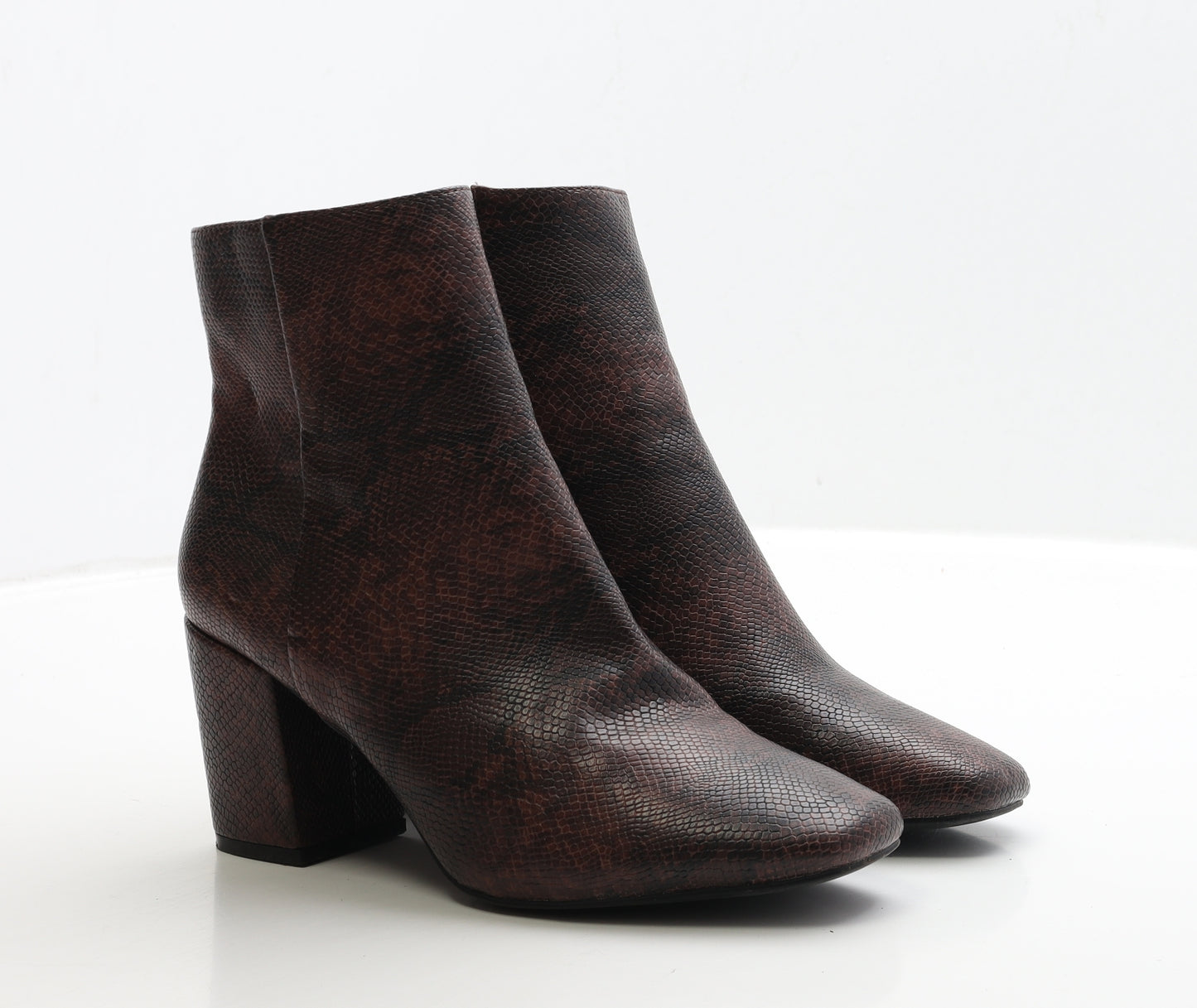 F&F Womens Red Animal Print Leather Bootie Boot UK 6 39