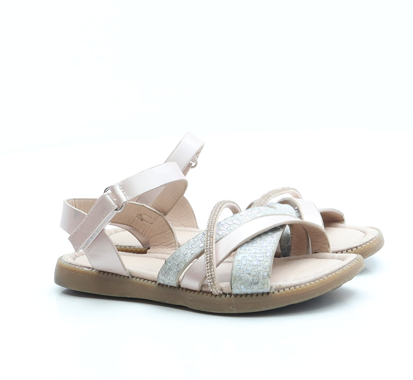 Preworn Girls Pink Leather Strappy Sandal UK 13 32