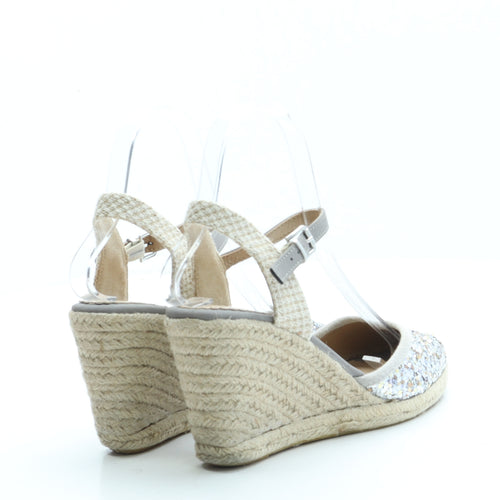 F&F Womens Grey Polyester Espadrille Heel UK 3