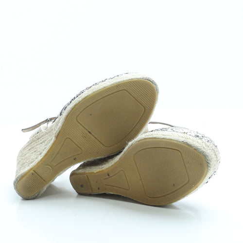 F&F Womens Grey Polyester Espadrille Heel UK 3