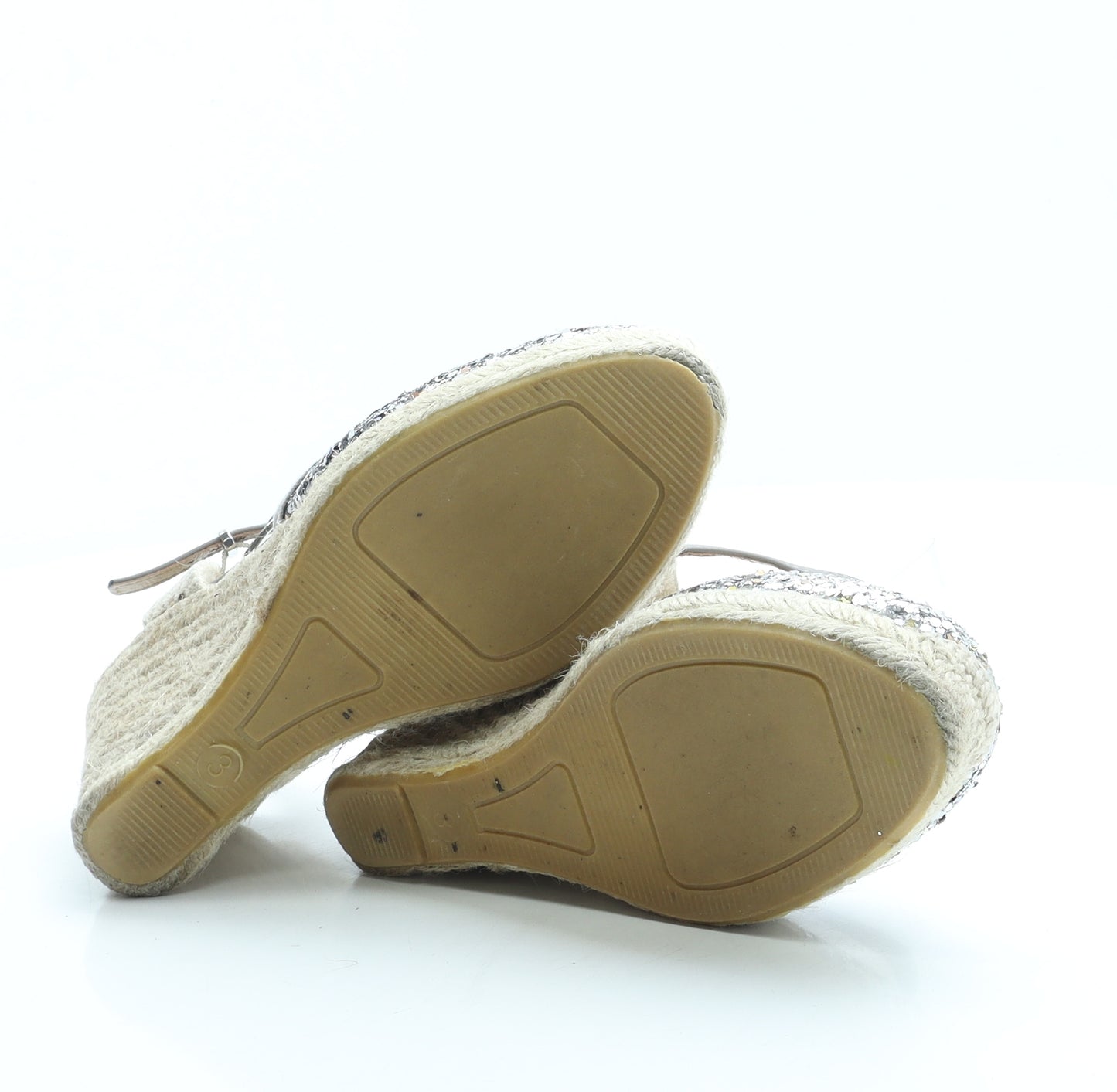 F&F Womens Grey Polyester Espadrille Heel UK 3