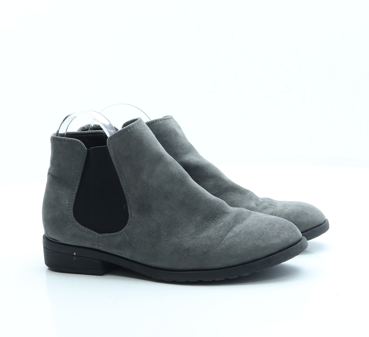 New Look Womens Grey Suede Chelsea Boot UK 7 40 - Wide Fit