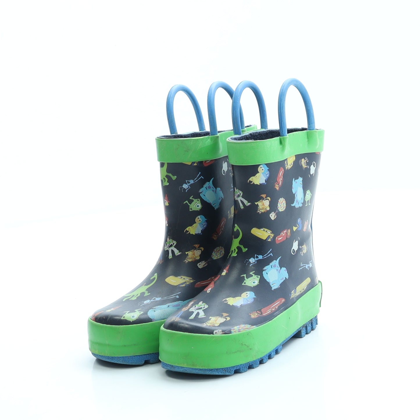 George Boys Blue Geometric Rubber Wellies Boot UK 4 21 - Pixar