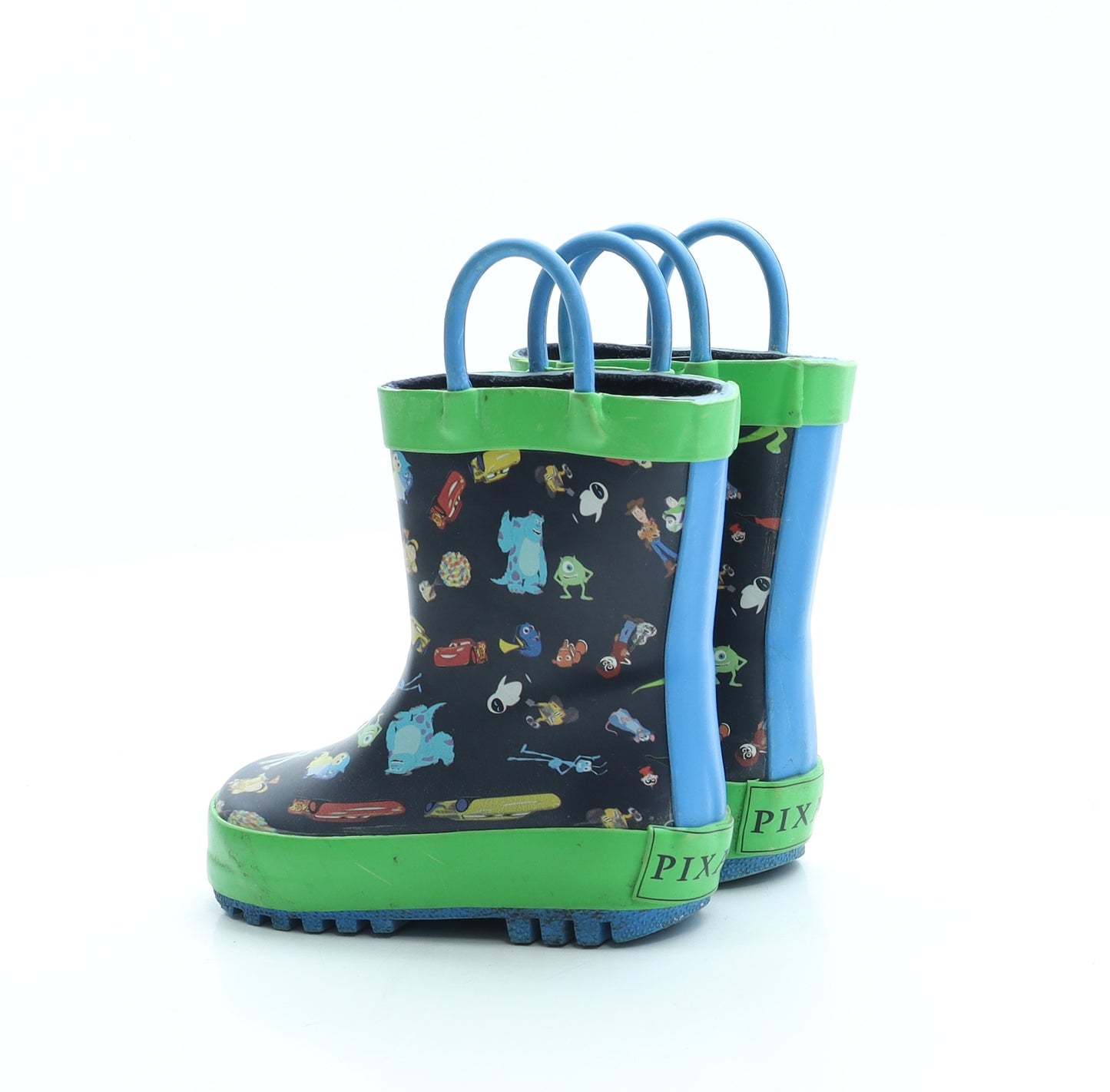 George Boys Blue Geometric Rubber Wellies Boot UK 4 21 - Pixar