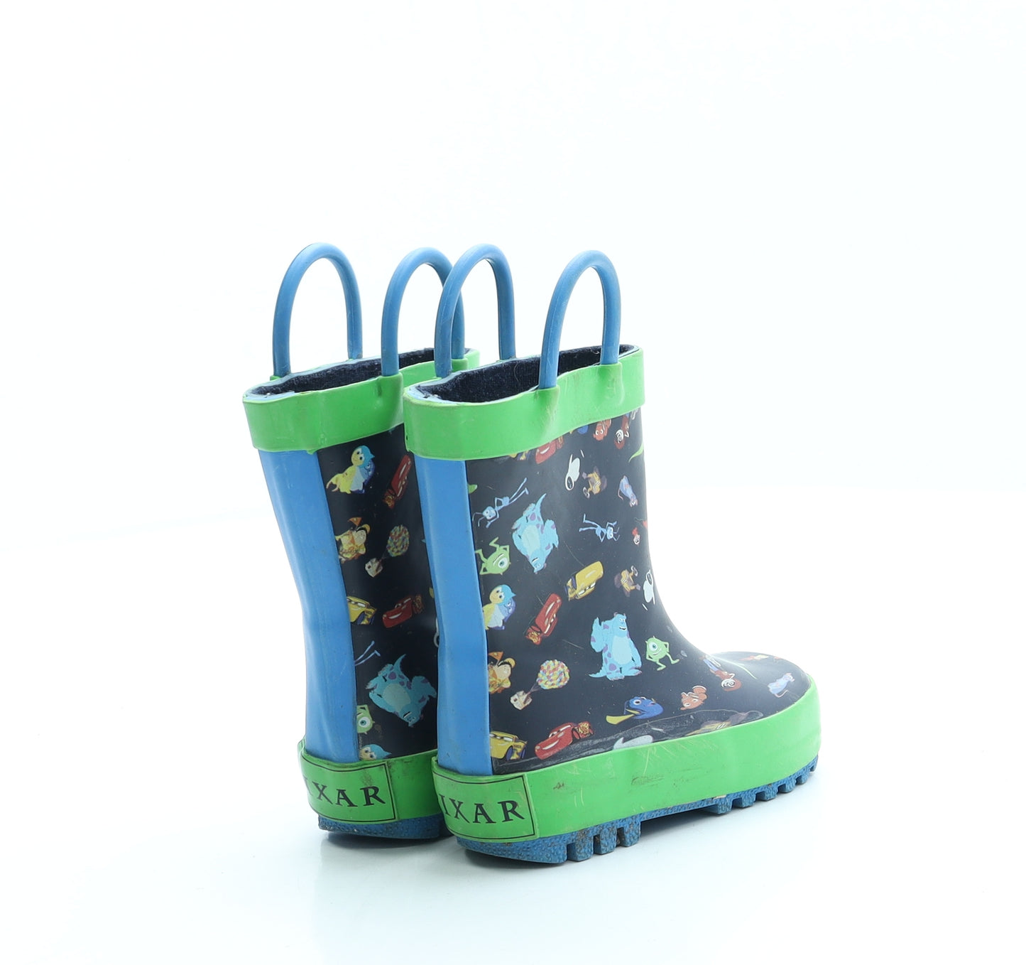 George Boys Blue Geometric Rubber Wellies Boot UK 4 21 - Pixar
