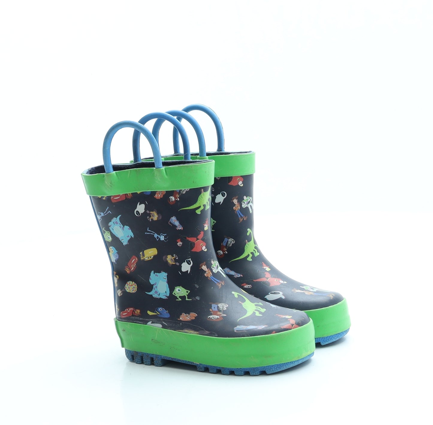 George Boys Blue Geometric Rubber Wellies Boot UK 4 21 - Pixar