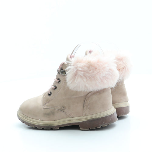Pep&Co Girls Pink Polyester Combat Boot UK 11