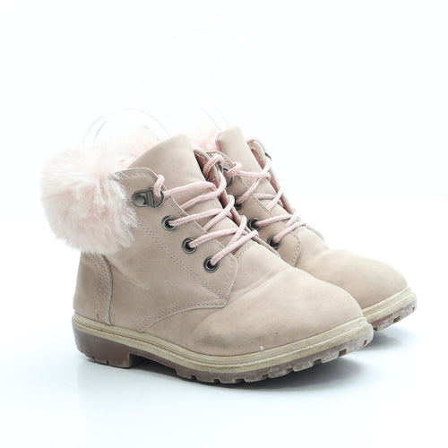 Pep&Co Girls Pink Polyester Combat Boot UK 11