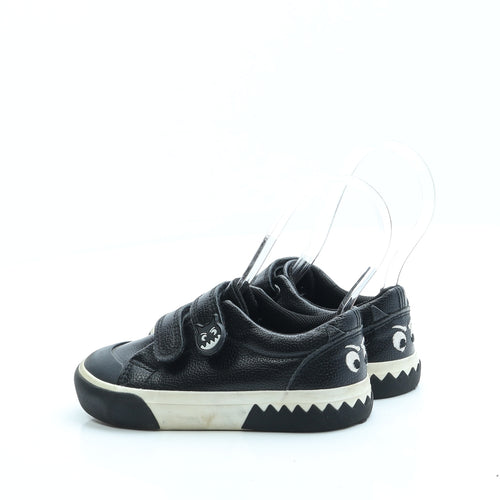George Boys Black Leather Trainer UK 8 26
