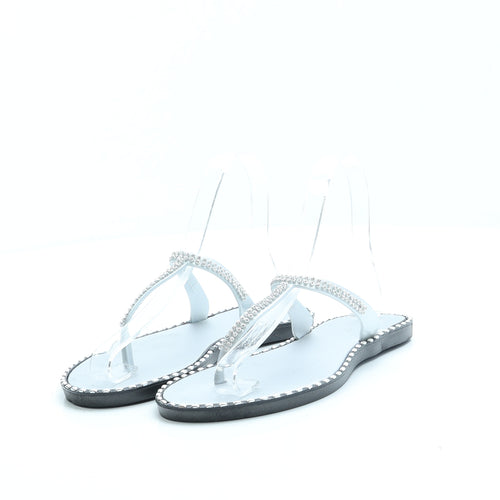 Preworn Womens Silver Polyester Thong Sandal UK 5 38