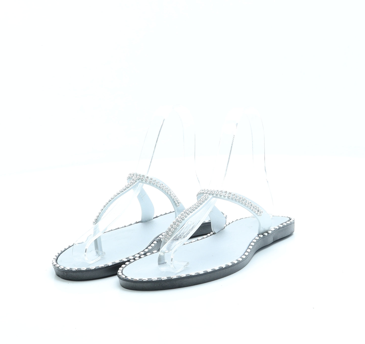Preworn Womens Silver Polyester Thong Sandal UK 5 38