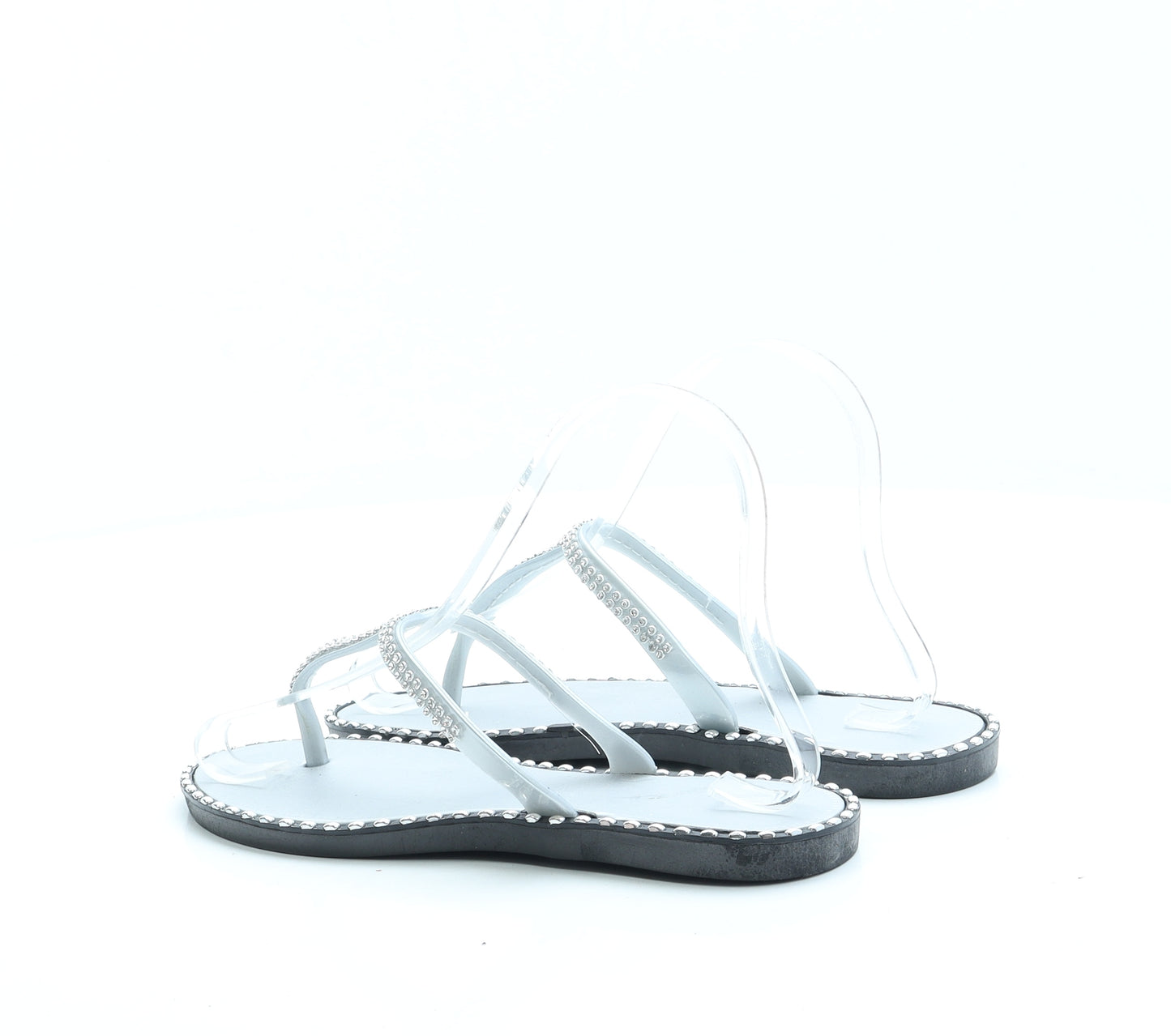 Preworn Womens Silver Polyester Thong Sandal UK 5 38
