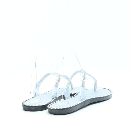 Preworn Womens Silver Polyester Thong Sandal UK 5 38