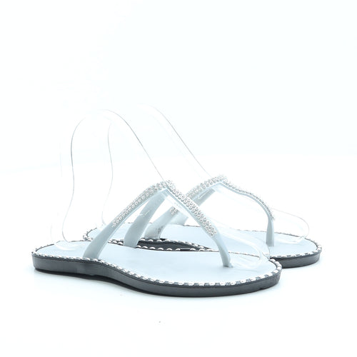 Preworn Womens Silver Polyester Thong Sandal UK 5 38