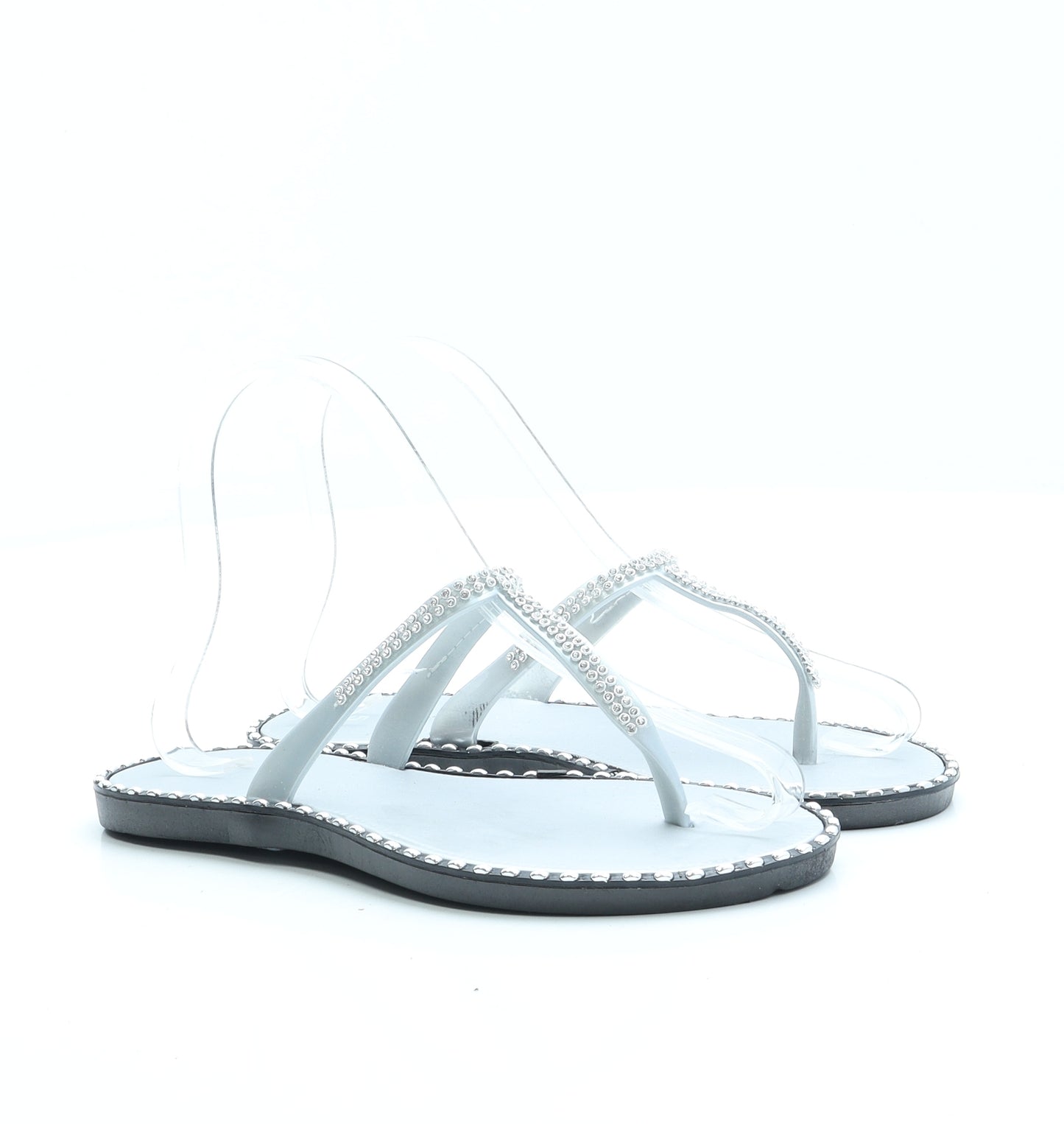 Preworn Womens Silver Polyester Thong Sandal UK 5 38