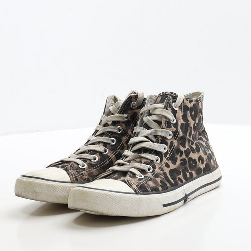 Preworn Womens Brown Animal Print Fabric Trainer UK 6