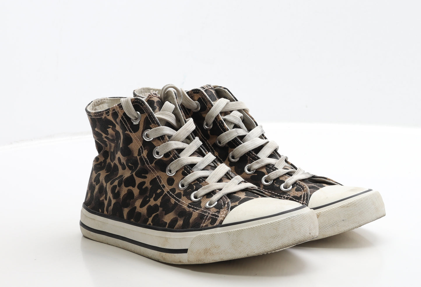 Preworn Womens Brown Animal Print Fabric Trainer UK 6
