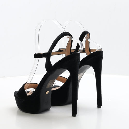 Ideal Shoes Womens Black Suede Platform Heel UK 7 40