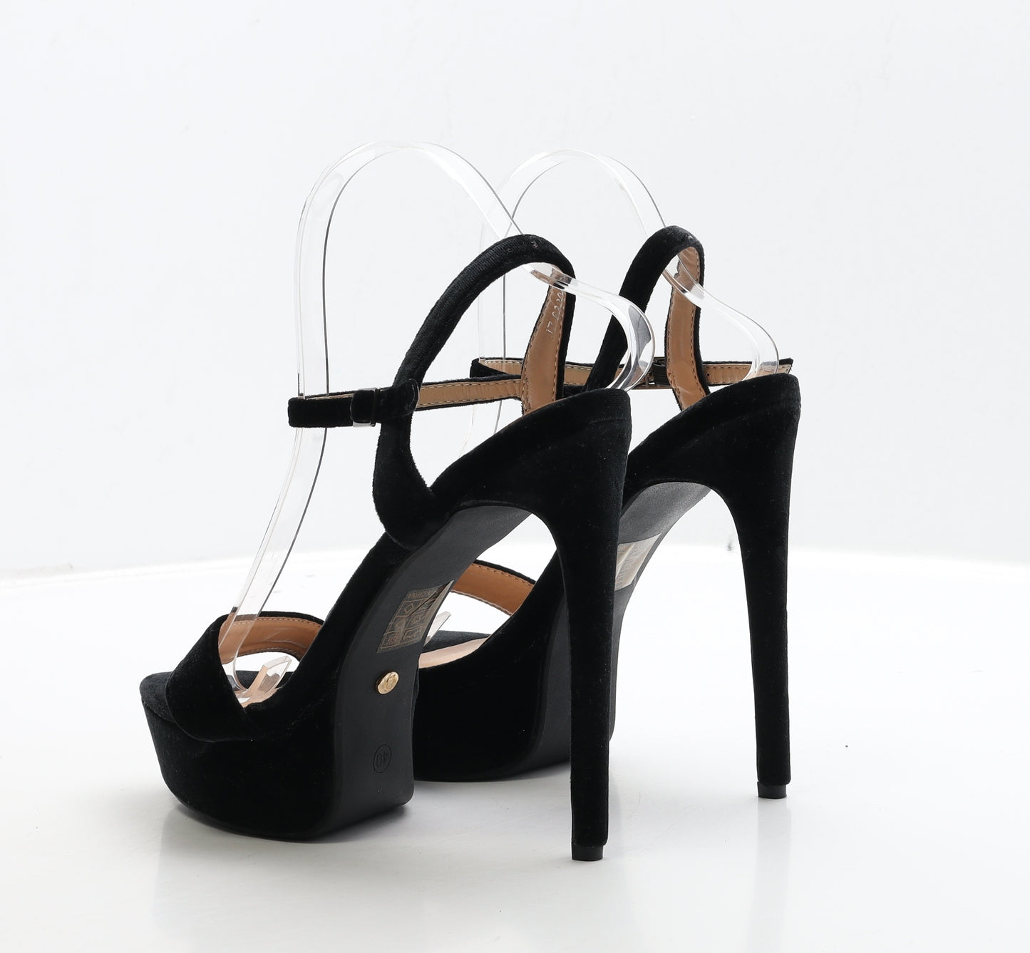 Ideal Shoes Womens Black Suede Platform Heel UK 7 40