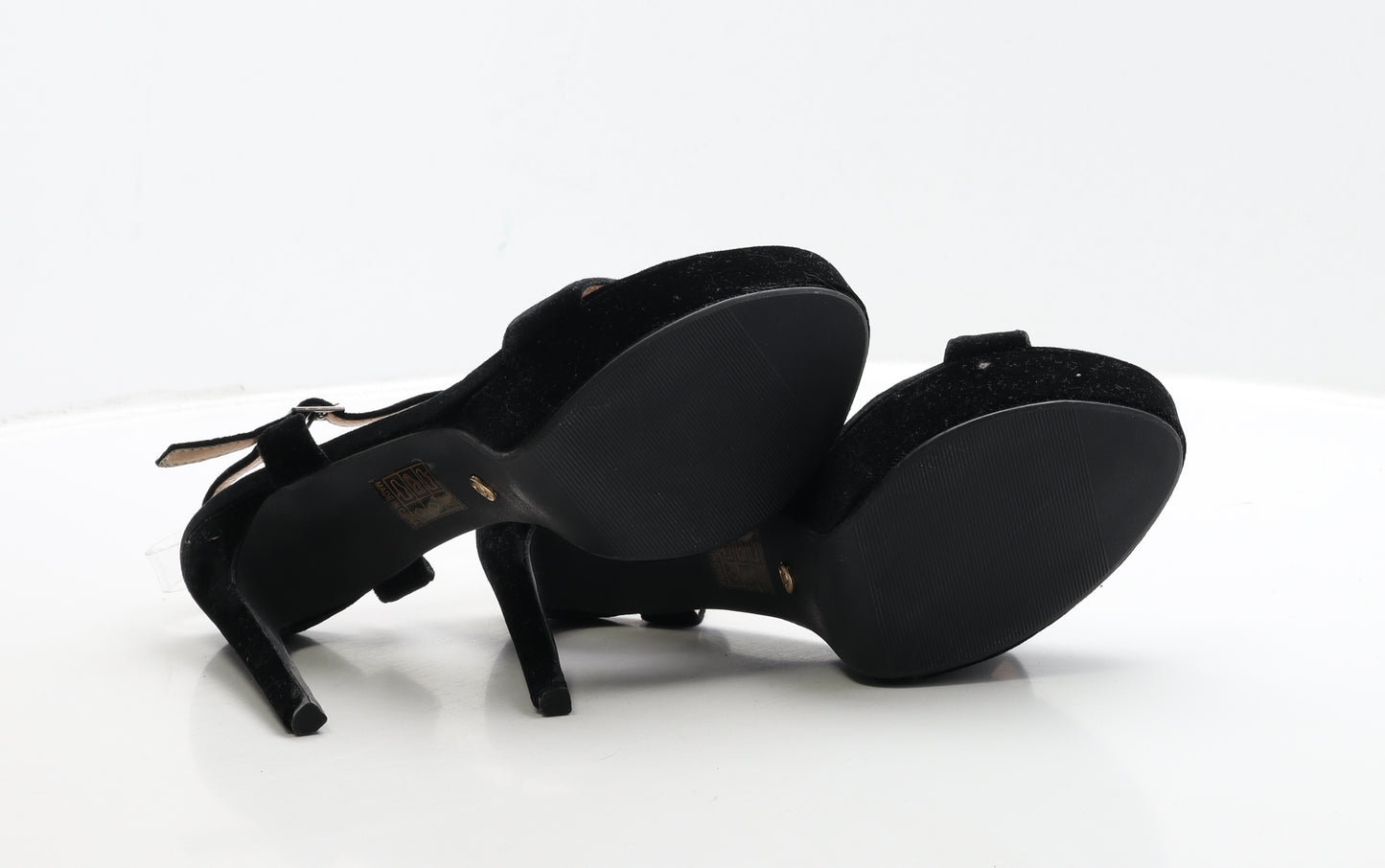 Ideal Shoes Womens Black Suede Platform Heel UK 7 40