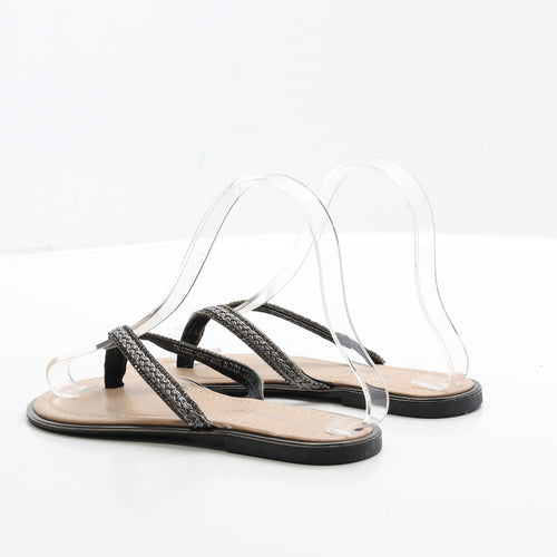 Primark Womens Gold Polyester Thong Sandal UK 3 36