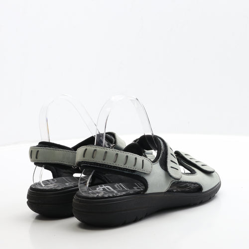 Hotter Womens Grey Leather Strappy Sandal UK 5.5
