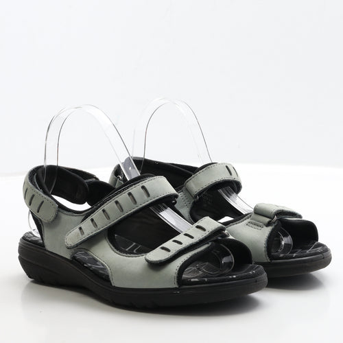 Hotter Womens Grey Leather Strappy Sandal UK 5.5
