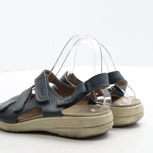 Hotter Womens Blue Leather Strappy Sandal UK 5.5