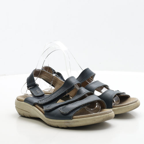 Hotter Womens Blue Leather Strappy Sandal UK 5.5