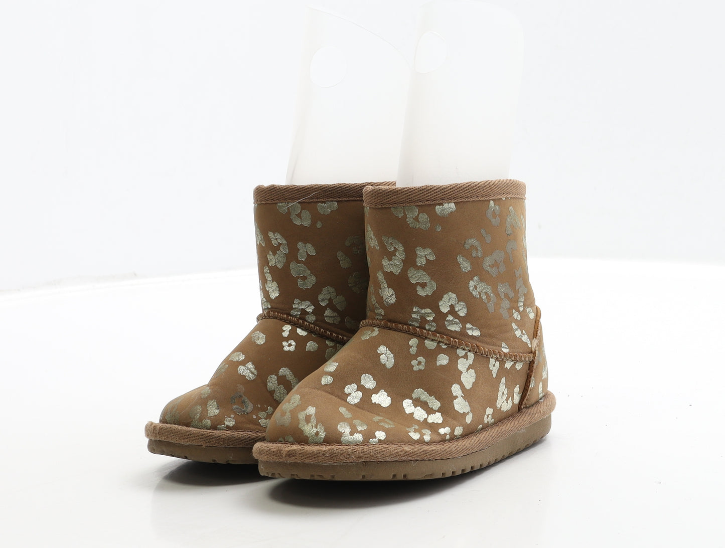 F&F Girls Brown Geometric Polyester Shearling Style Boot UK 5 23