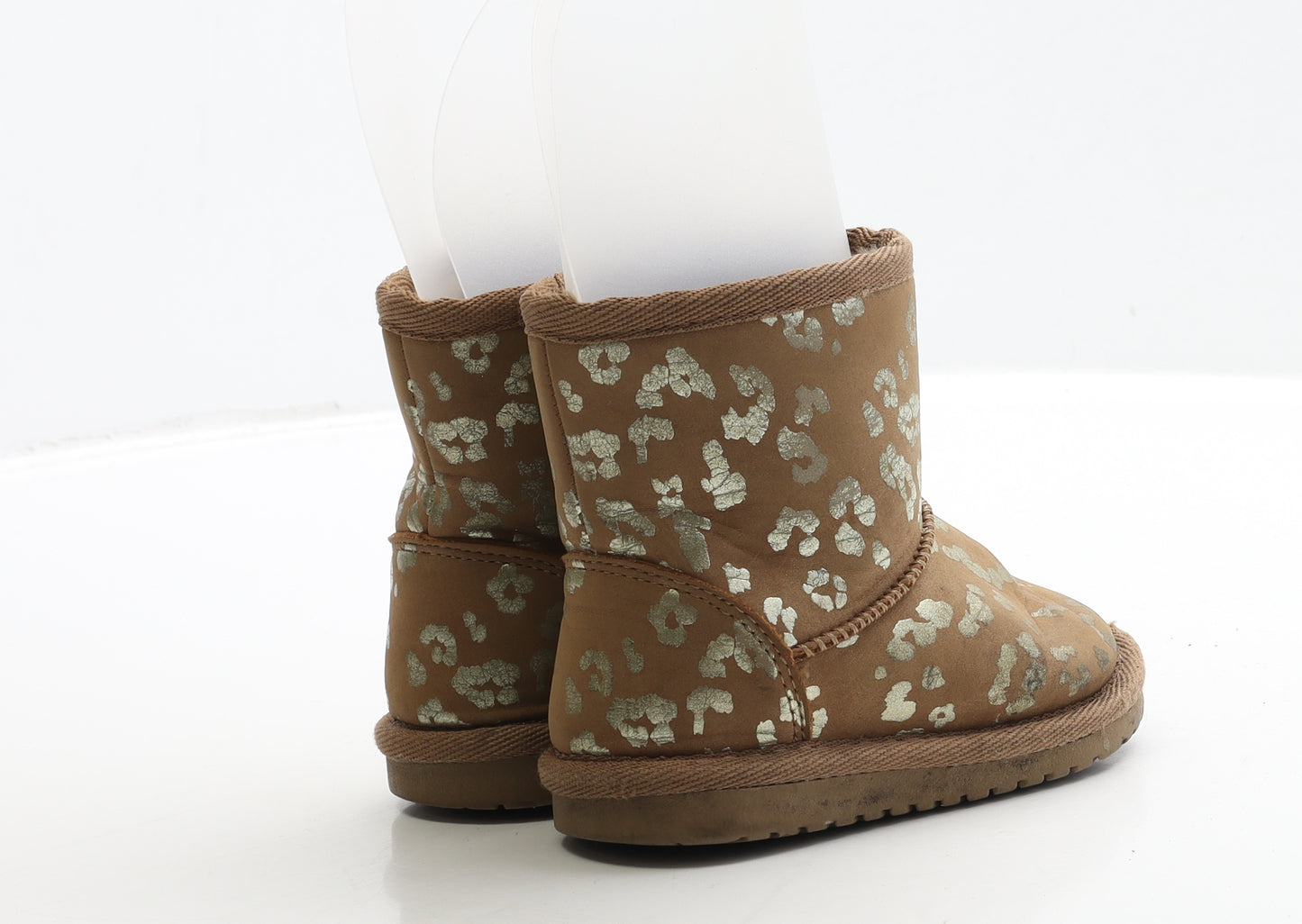 F&F Girls Brown Geometric Polyester Shearling Style Boot UK 5 23