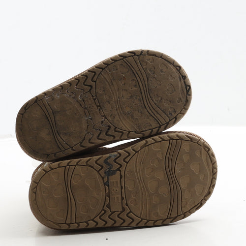 F&F Girls Brown Geometric Polyester Shearling Style Boot UK 5 23