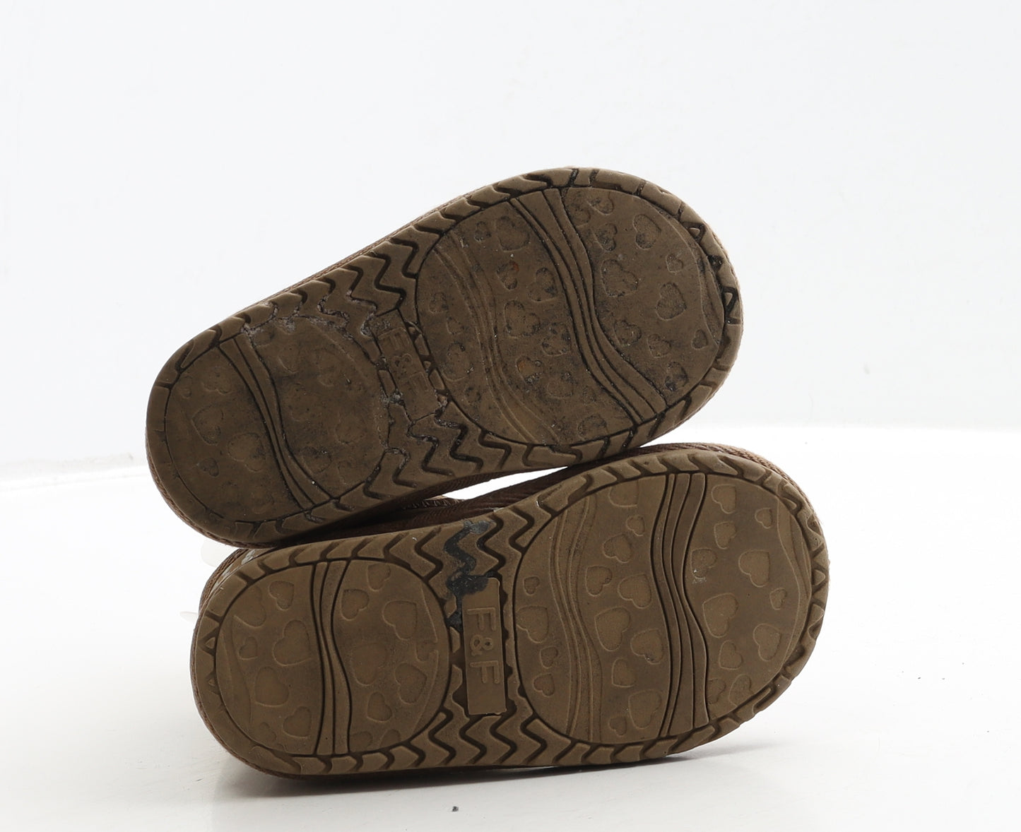 F&F Girls Brown Geometric Polyester Shearling Style Boot UK 5 23