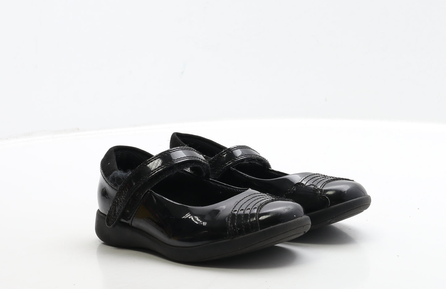 Clarks Girls Black Patent Leather Flat Casual UK 11.5