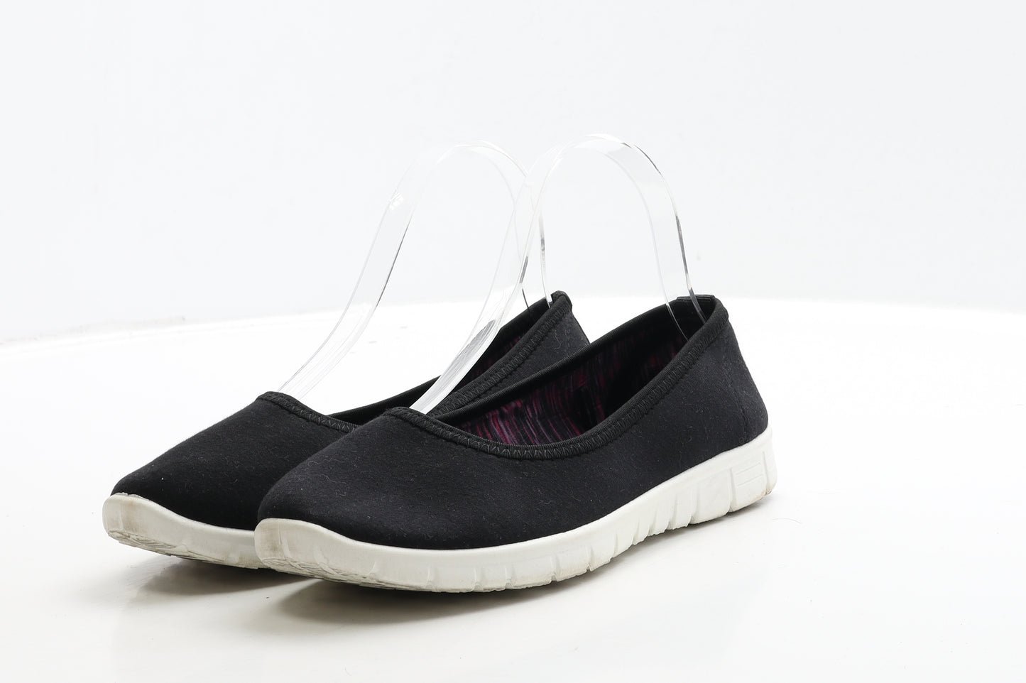 Peacocks Womens Black Polyester Slip On Flat UK 4 37