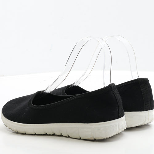 Peacocks Womens Black Polyester Slip On Flat UK 4 37