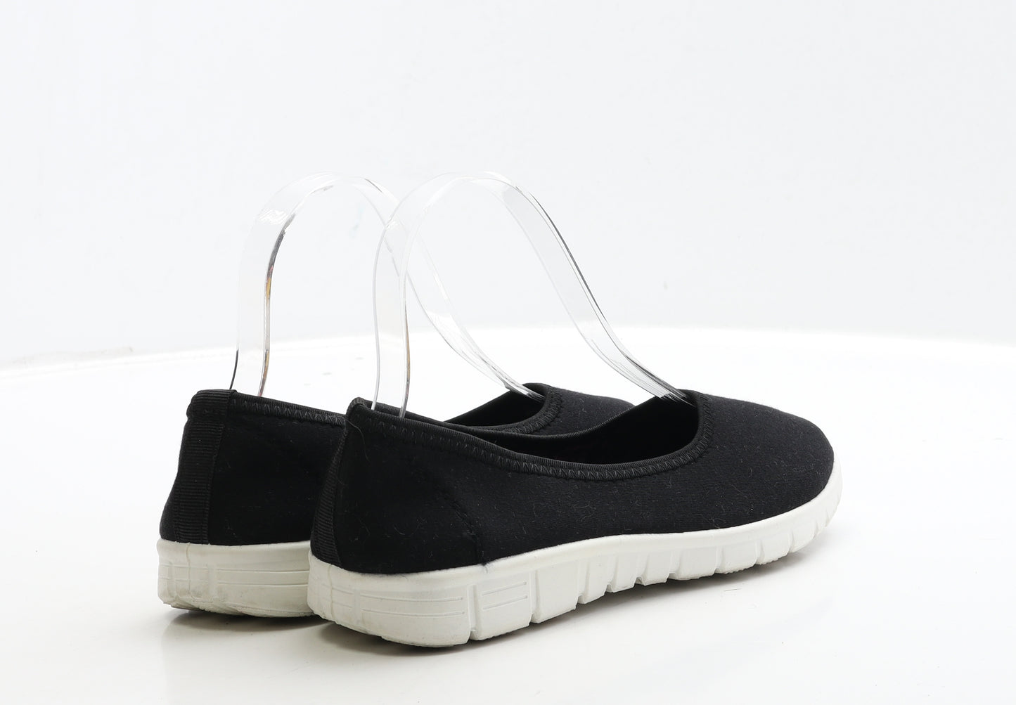 Peacocks Womens Black Polyester Slip On Flat UK 4 37