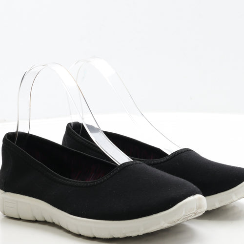 Peacocks Womens Black Polyester Slip On Flat UK 4 37