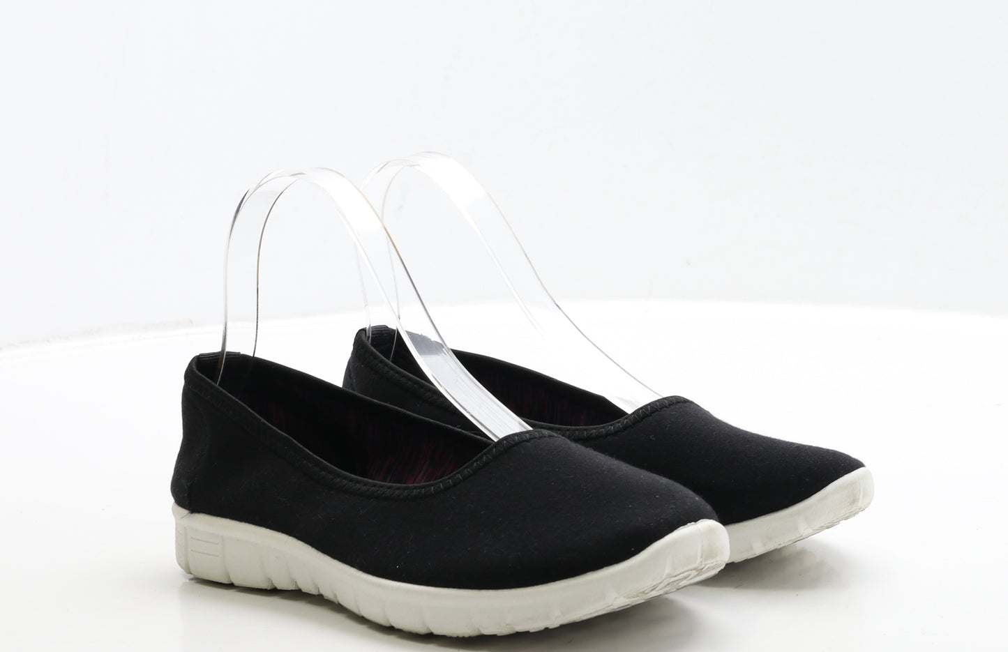 Peacocks Womens Black Polyester Slip On Flat UK 4 37