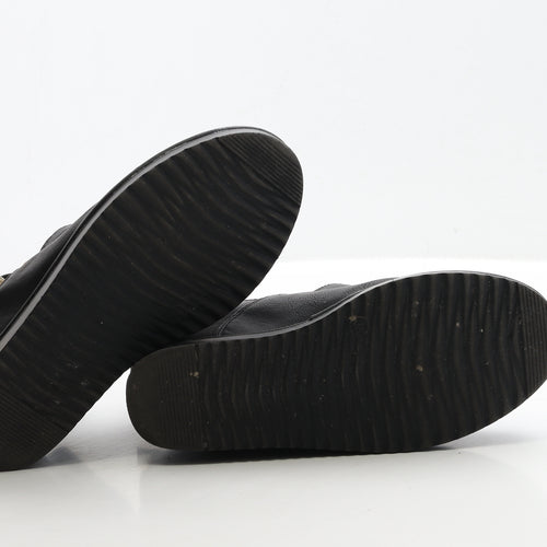 Preworn Womens Black Leather Bootie Boot UK 3 36