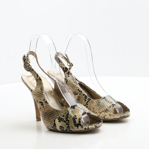 Primark Womens Brown Animal Print Polyester Strappy Heel UK 6 39