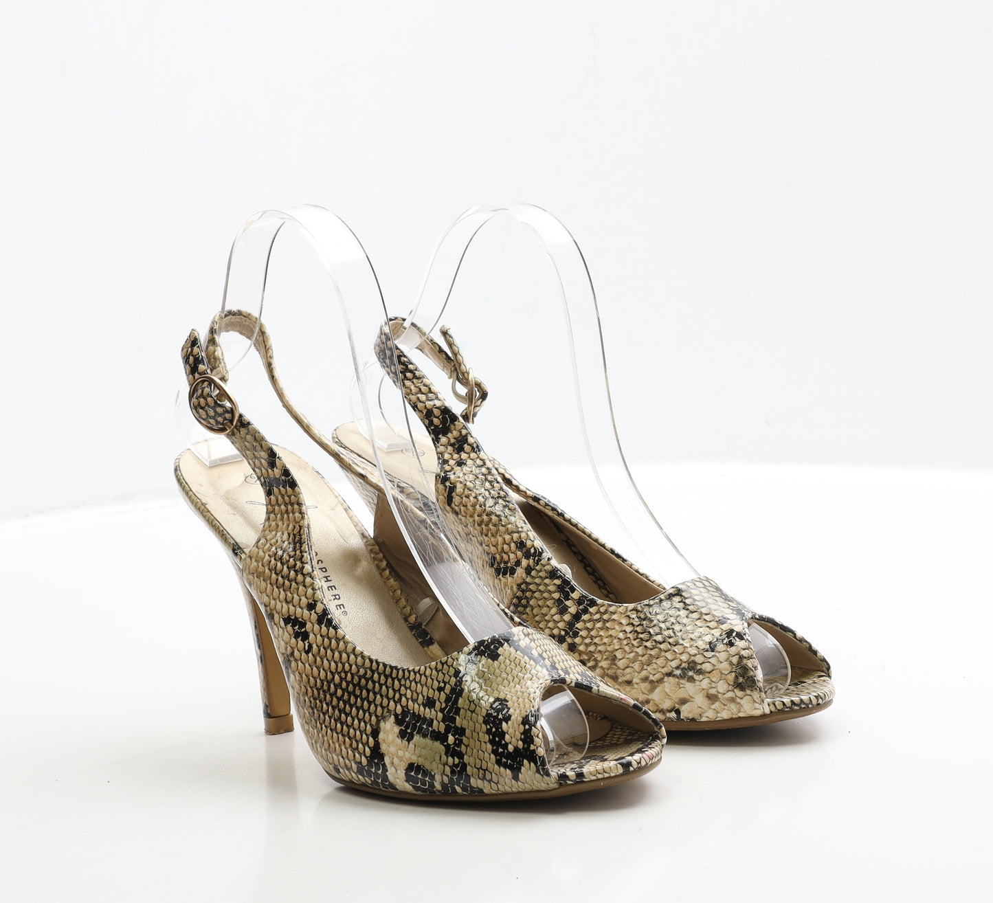 Primark Womens Brown Animal Print Polyester Strappy Heel UK 6 39