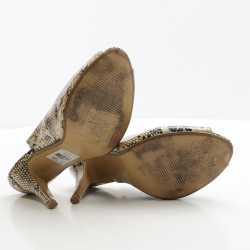 Primark Womens Brown Animal Print Polyester Strappy Heel UK 6 39