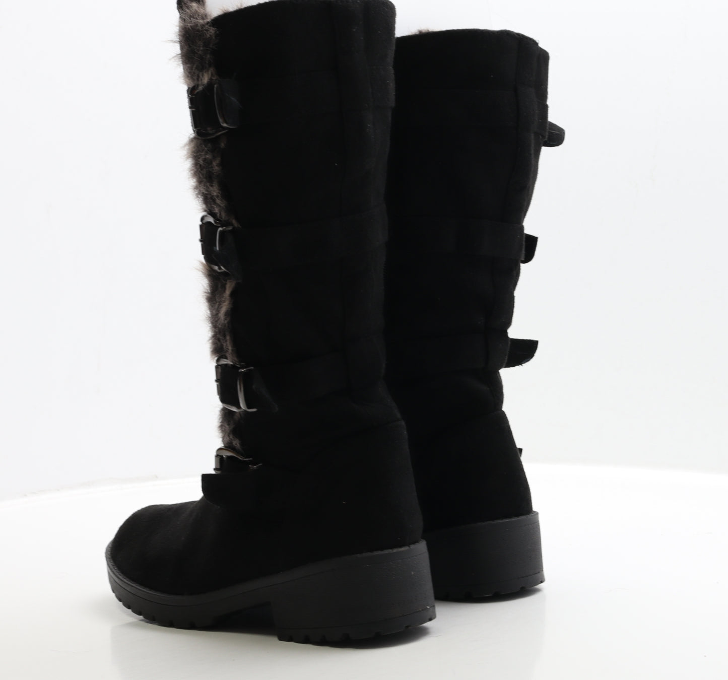 Preworn Womens Black Suede Biker Boot UK 5 38