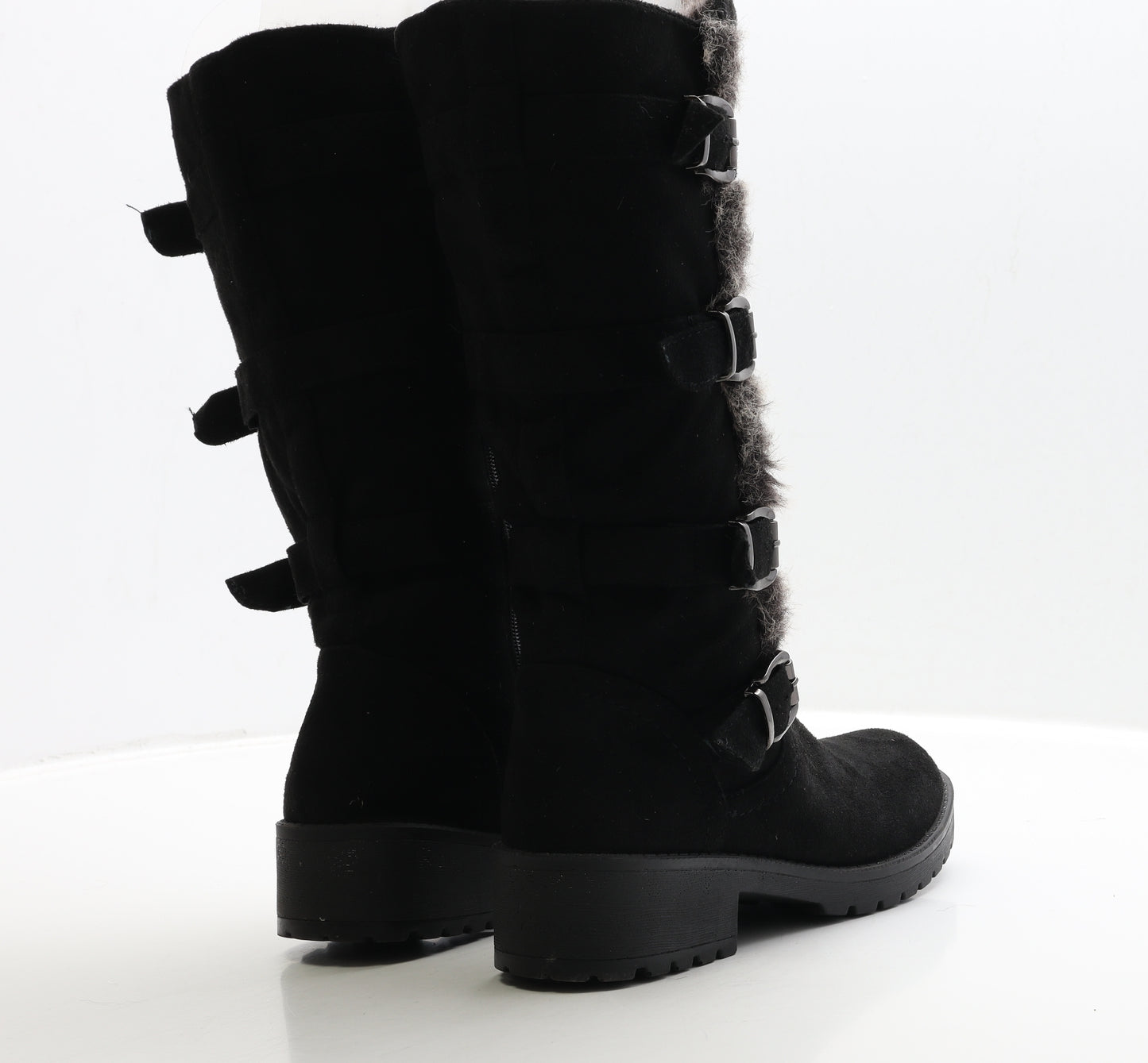 Preworn Womens Black Suede Biker Boot UK 5 38