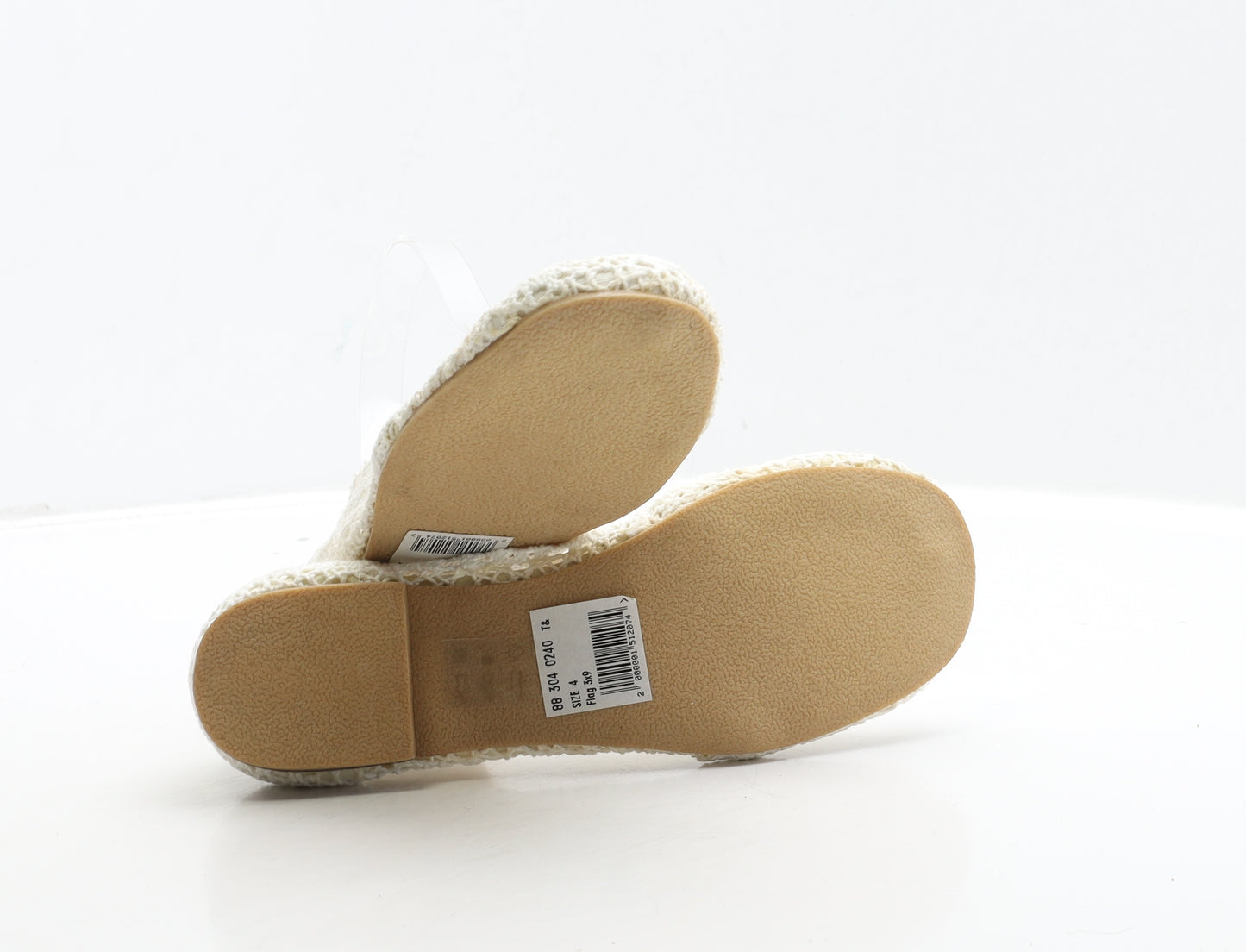 GosZip Womens White Polyester Ballet Flat UK 4